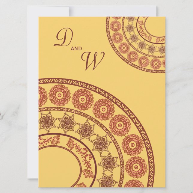 Wedding Indian Henna Mehndi Yellow Desi Invitation (Front)