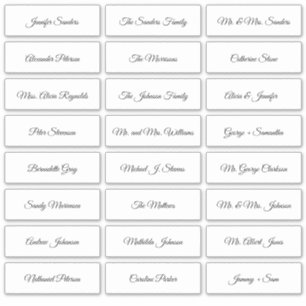 Wedding individual guest names script labels