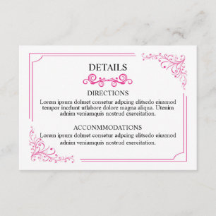 Wedding Info card