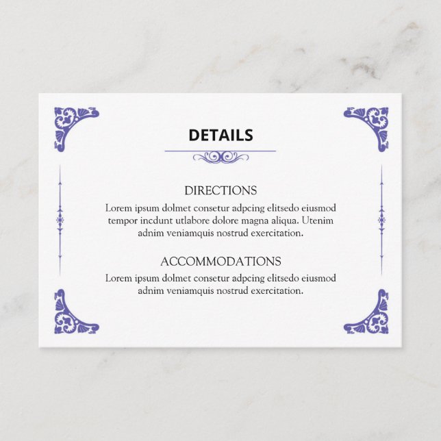Wedding Info card (Front)
