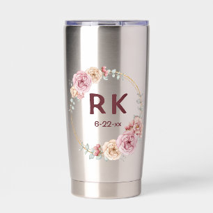 Wedding Initials Framed Personalised Wedding Date  Insulated Tumbler