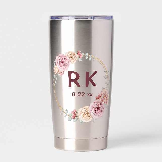 Wedding Initials Framed Personalised Wedding Date  Insulated Tumbler (Front)