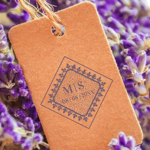 Wedding Initials Ornamental Lace Sophisticated Rubber Stamp