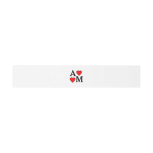 Wedding Initials Red Hearts Belly Band Invitation Belly Band