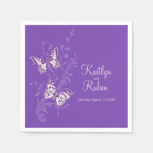 Wedding inked art butterflies pink paper coaster napkin (Front)