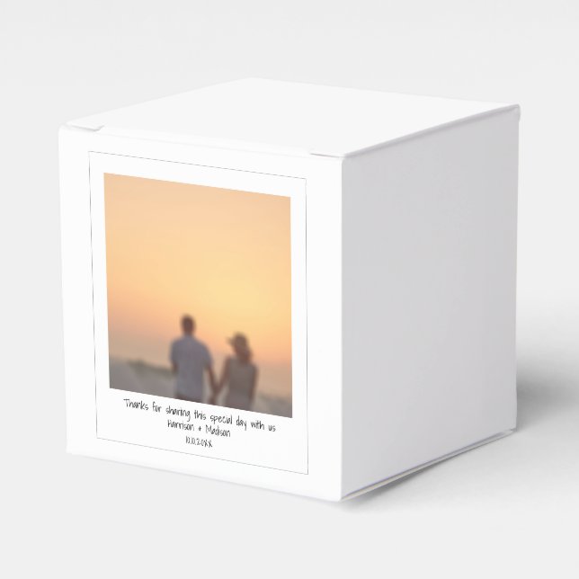 Wedding instant photo names custom modern favour box (Front Side)
