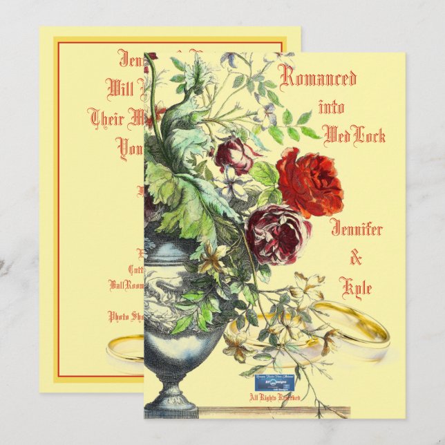 Wedding Inv. 1 Cream(Romanced)RFPMDesigns©️2024 Invitation (Front/Back)