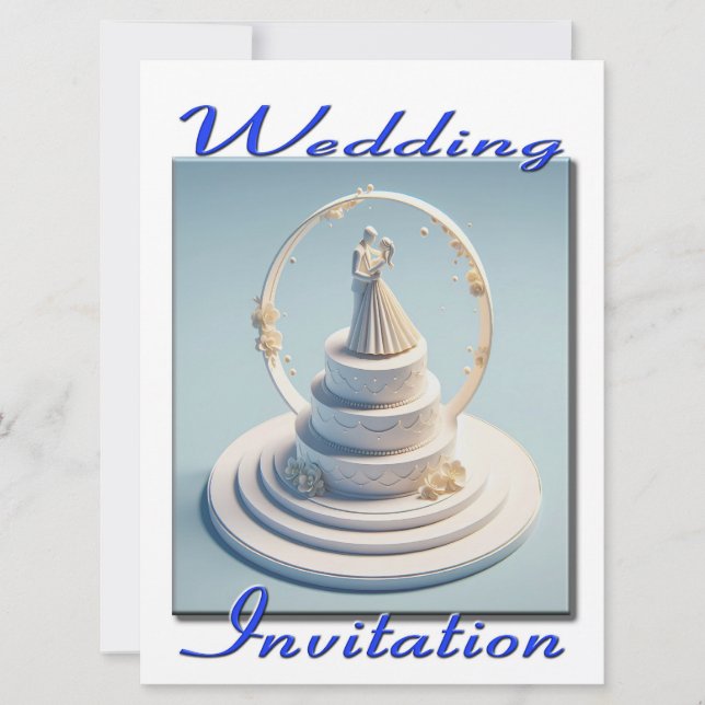 Wedding Invitation 3D Couple dancing on their cake (Front)