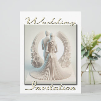 Wedding Invitation 3D Couple in circle of flowers