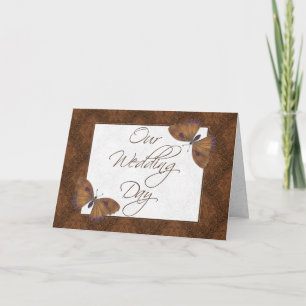 Wedding Invitation 5X7  Butterfly Brocade brown