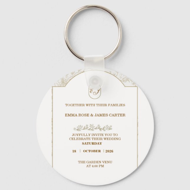 "Wedding Invitation ✨ A Night to Remember" Key Ring (Front)