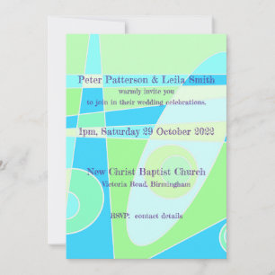 Wedding Invitation Abstract Pastel Blue Green