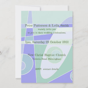 Wedding Invitation Abstract Pastel Purple Green