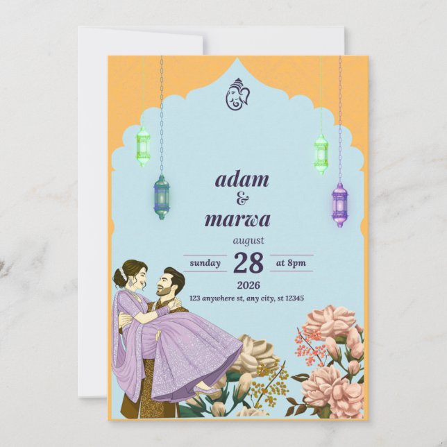 Wedding Invitation: Adam & Marwa Invitation (Front)