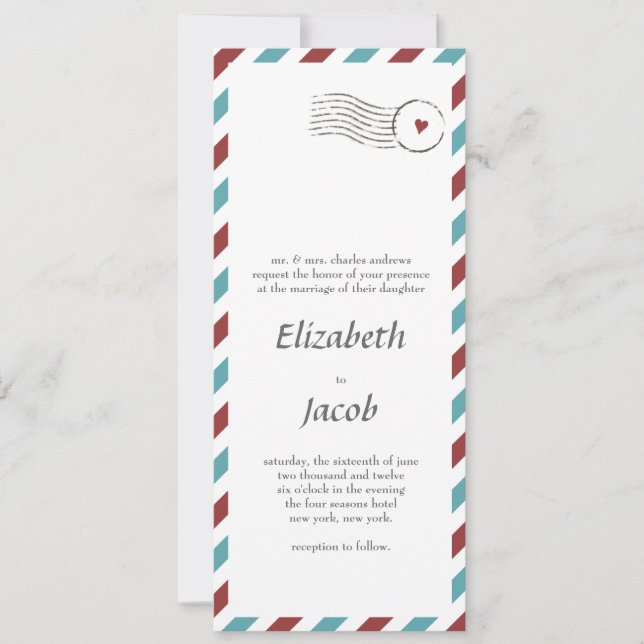 Wedding Invitation // Airmail Letter Style (Front)