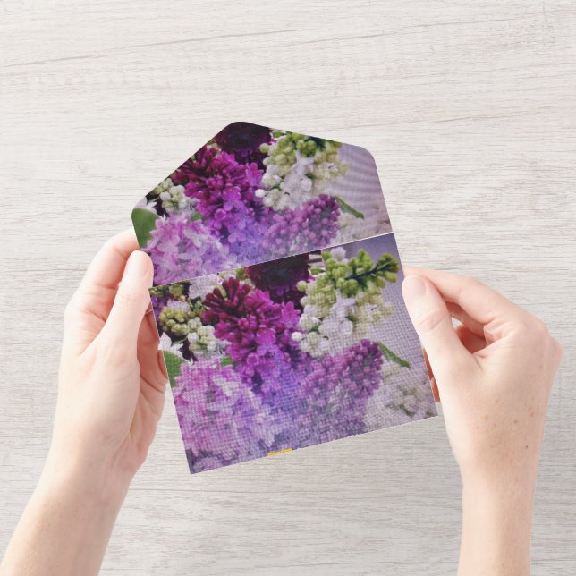 wedding invitation all in one lilac white violet (Opening)