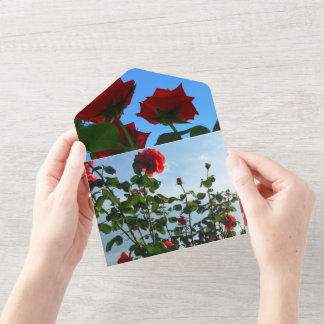 wedding invitation all in one red roses photos