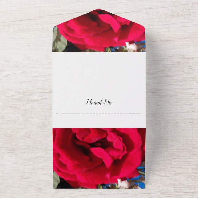 Wedding Invitation All In One Rose and Map (Outside)