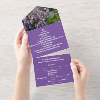 wedding invitation all in one wisteria violet