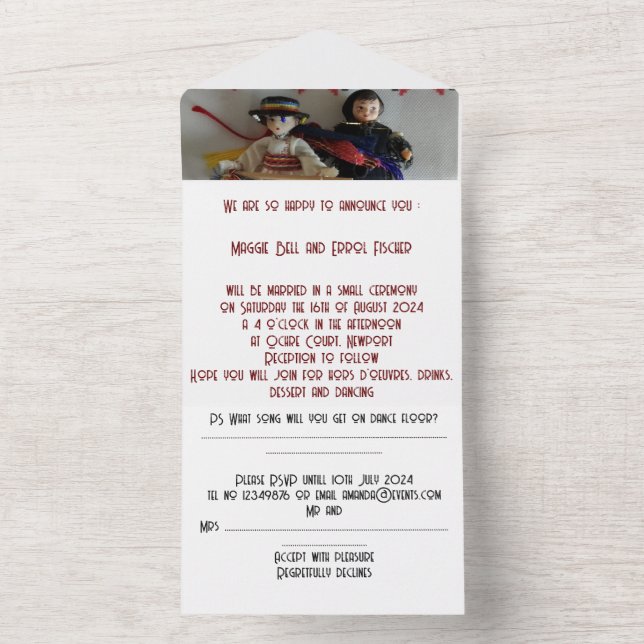 wedding invitation all in one with Romanian Dancer (Inside)