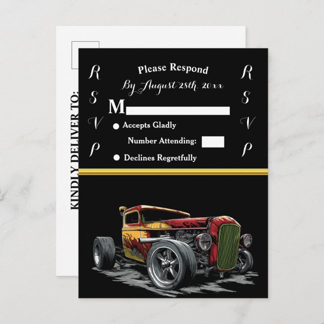 Wedding Invitation and Hot Rod (Front/Back)