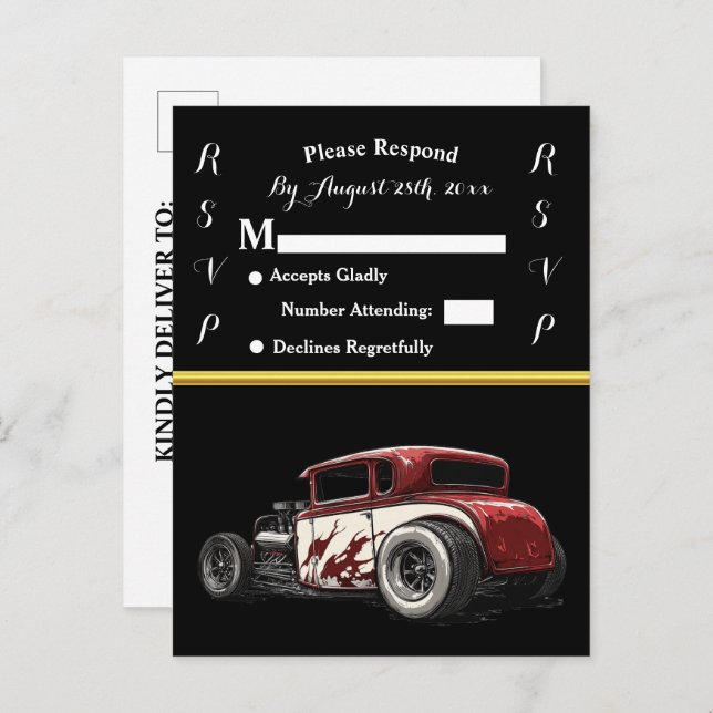 Wedding Invitation and Hot Rod (Front/Back)
