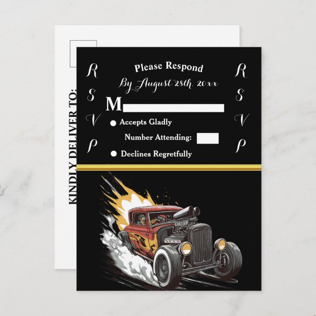 Wedding Invitation and Hot Rod (Front/Back)