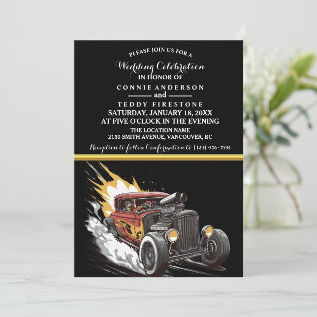 Wedding Invitation and Hot Rod (Standing Front)