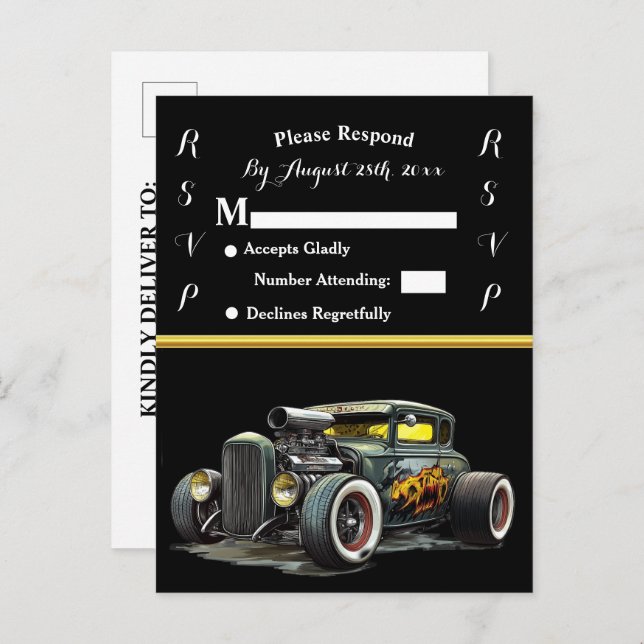 Wedding Invitation and Hot Rod (Front/Back)
