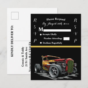 Wedding Invitation and Hot Rod Postcard