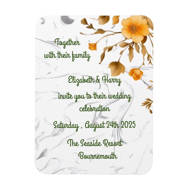 Wedding Invitation Announcement Postcard Magnet (Vertical)