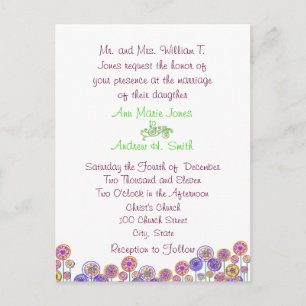 Wedding Invitation Aqua Blue & Lime Swirls
