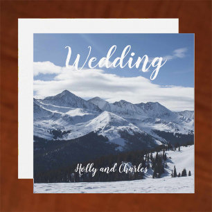 Wedding Invitation. Atmospheric Snowy Mountains. Invitation