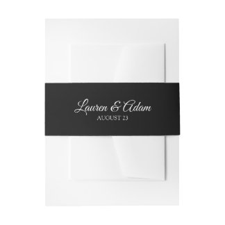 Wedding Invitation Belly Band / Wrap | Black