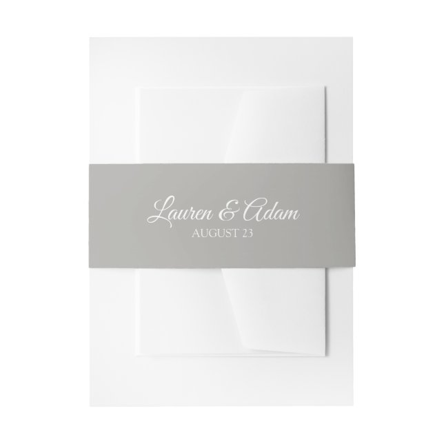 Wedding Invitation Belly Band / Wrap | Grey (Front Example)
