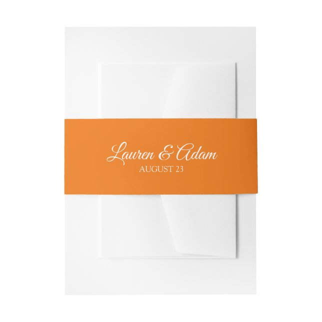 Wedding Invitation Belly Band / Wrap | Orange (Front Example)