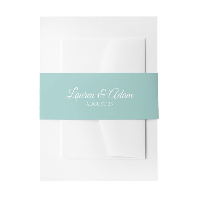 Wedding Invitation Belly Bands | Light Turquoise Band (Front Example)
