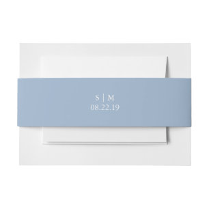 Wedding Invitation Belly Bands Monogram Blue Band