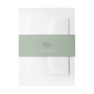 Wedding Invitation Belly Bands Monogram Green Invitation Belly Band