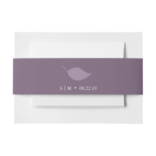 Wedding Invitation Belly Bands Monogram Purple Invitation Belly Band