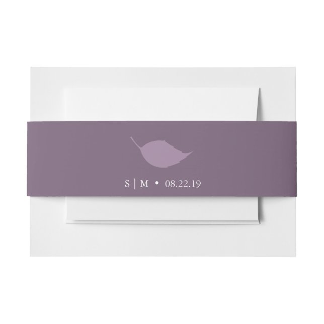 Wedding Invitation Belly Bands Monogram Purple Invitation Belly Band (Front Example)
