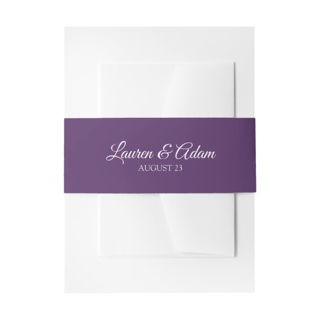 Wedding Invitation Belly Bands (Plum / Purple) Invitation Belly Band (Front Example)