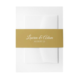 Wedding Invitation Belly Bands / Wraps | Gold Band
