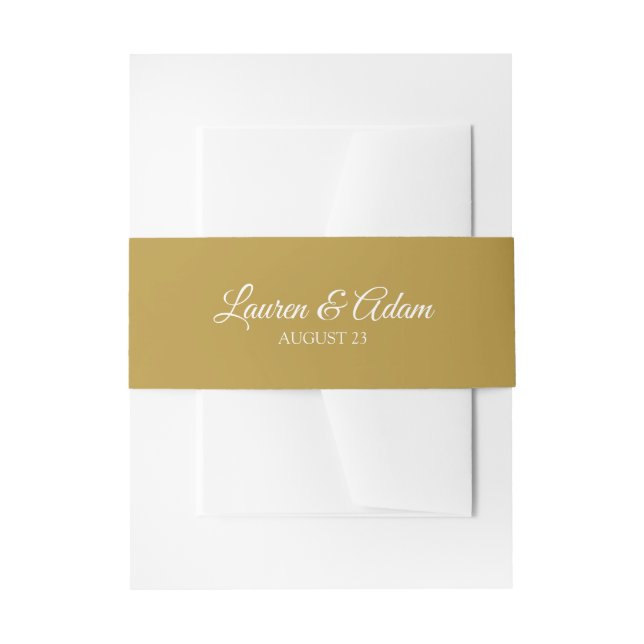 Wedding Invitation Belly Bands / Wraps | Gold Band (Front Example)