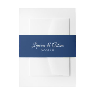 Wedding Invitation Belly Bands / Wraps | Navy Blue Band