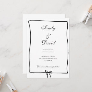 Wedding Invitation - Black and White Bow