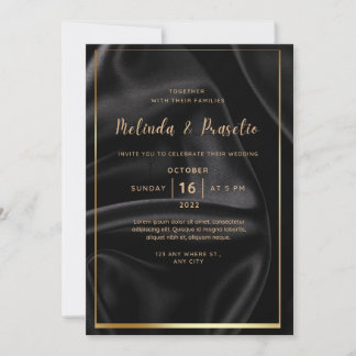 Wedding Invitation Black Gold Alcohol Ink