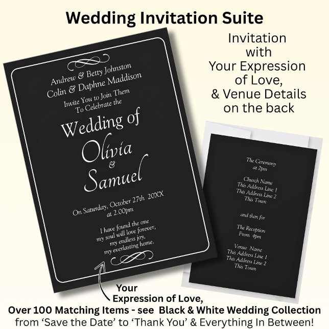Wedding Invitation Black & White with Infinity (Creator Uploaded)