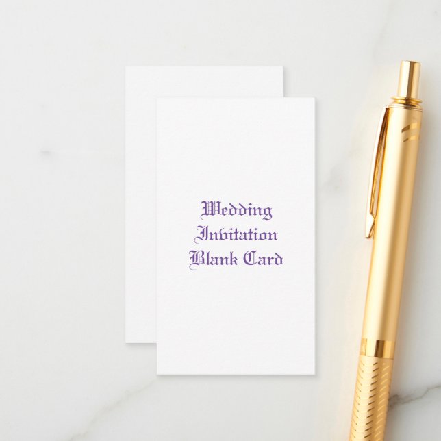 WEDDING INVITATION BLANK ENCLOSURE CARD (Front/Back In Situ)