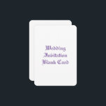 WEDDING INVITATION BLANK FLAT CARD<br><div class="desc">Wedding Invitation Blank Flat Card.  Customise with your design,  details' or message.  Thanks!</div>